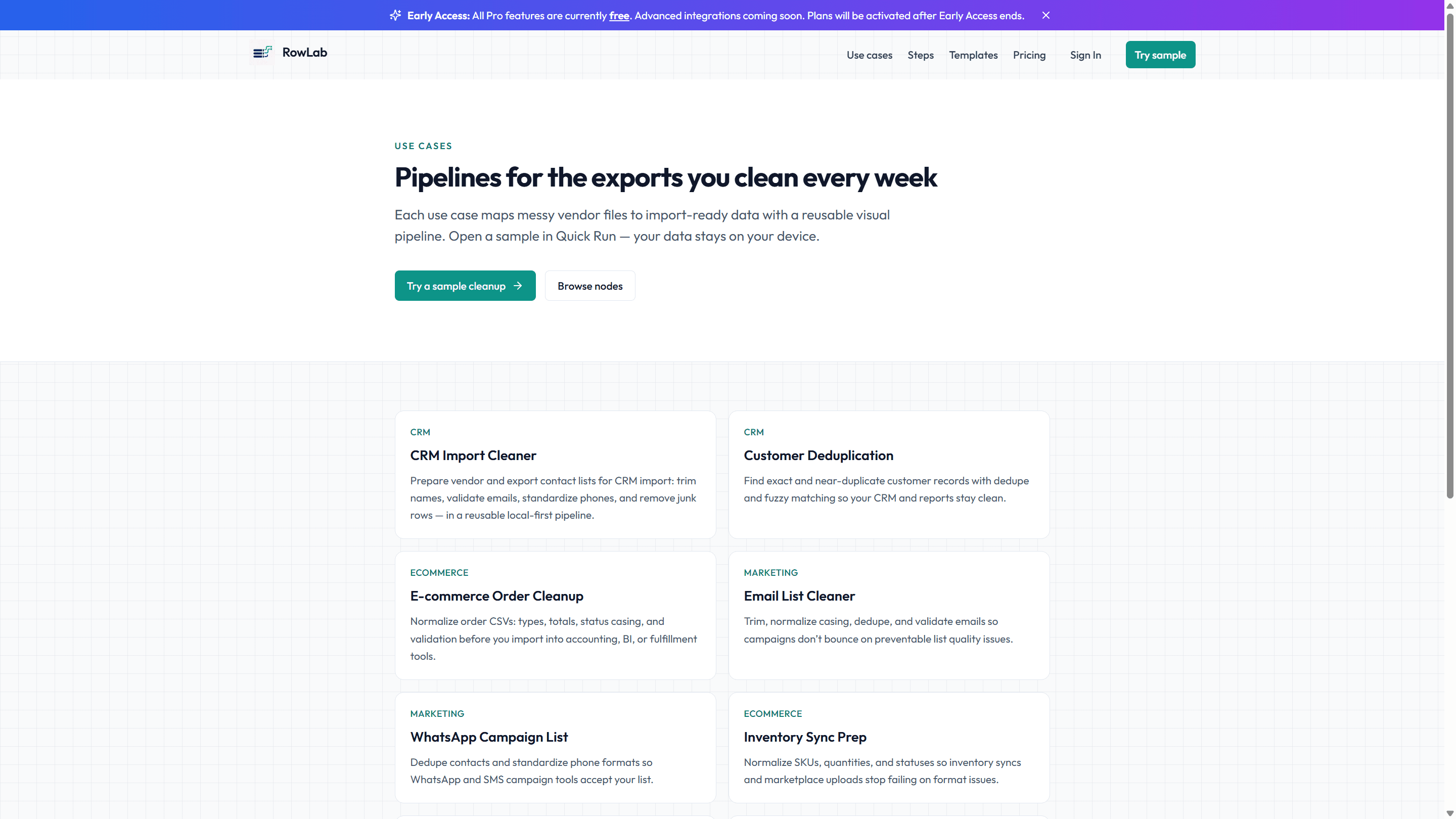 RowLab use cases including Customer Deduplication